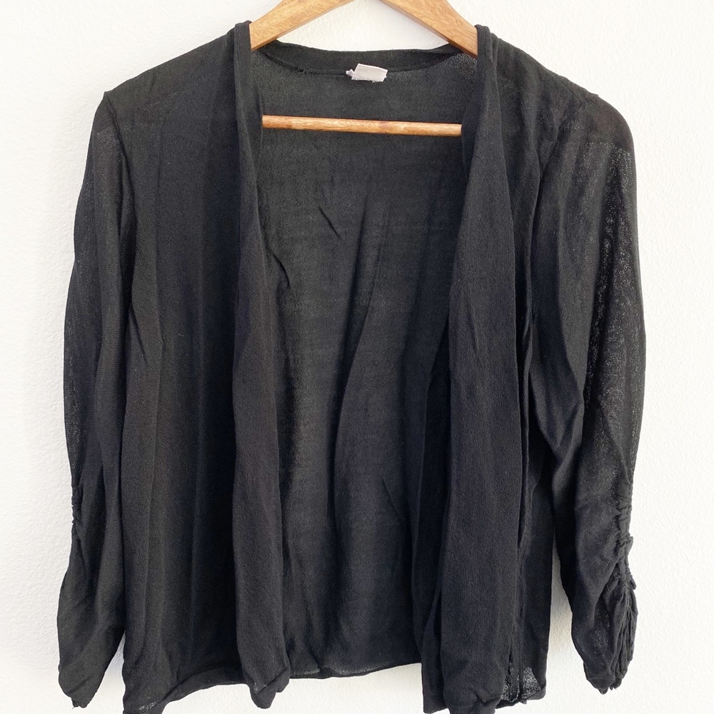 Chico’s Ruched Sleeve Cardigan Black XL